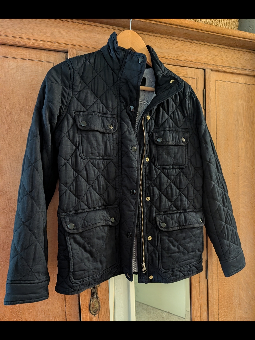 J. Crew Black Quilted Utility Jacket